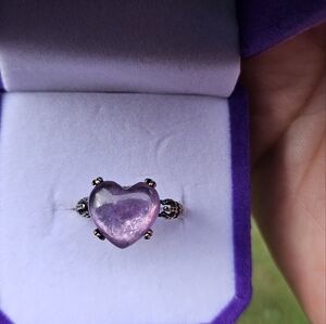 purple lepidolite ring silver